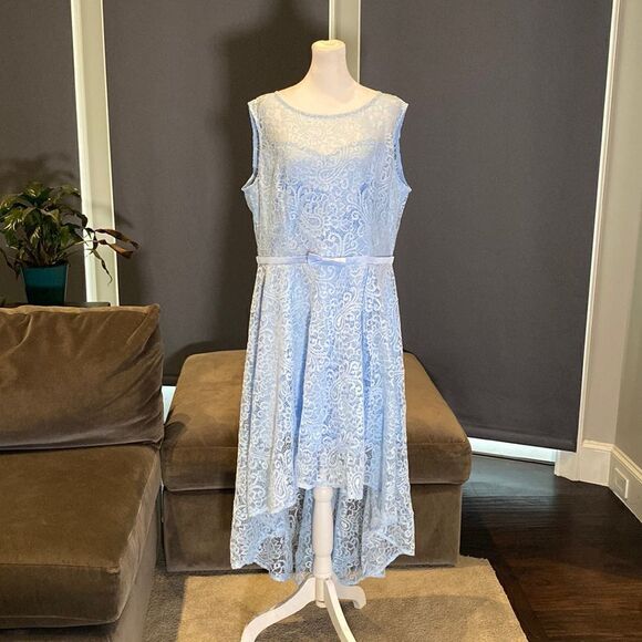 Women’s Blue Floral Lace High Low Cocktail Party Bridesmaid Dress Size XL NEW - Picture 1 of 12